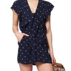 Rails Navy Blue White Polka Dot Romper Size M